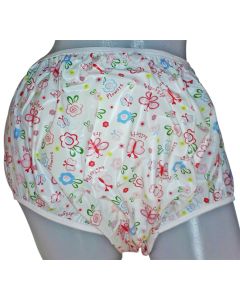 Pull Up Big Baby Plastic Pants with Flower - Butterfly Print
