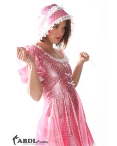Sissy Bo Peep Jurk van Roze Polkadot PVC, Dames