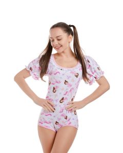 Roze Princes Romper met Rouche Mouwen